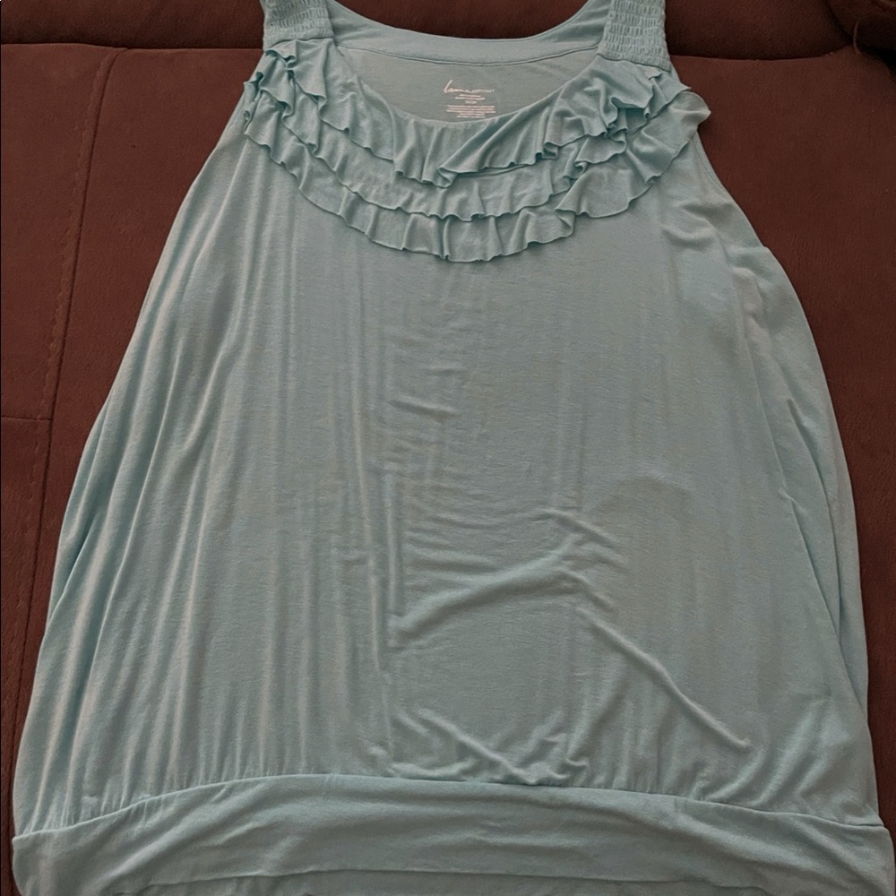 Size 26/28 Lane Bryant turquoise ruffle tank EUC
